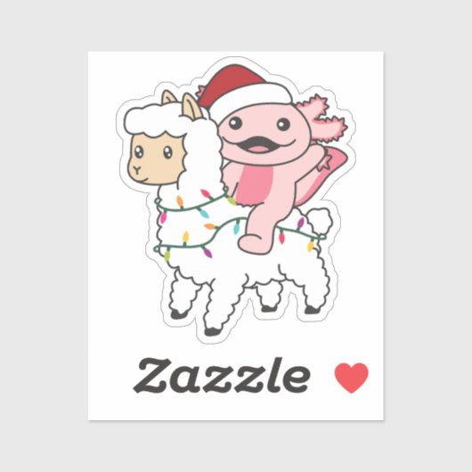 Axolotl Llama Alpaca Kerstmis Sticker (Vel)