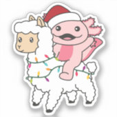 Axolotl Llama Alpaca Kerstmis Sticker (Voorkant)