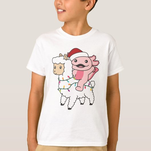 Axolotl Llama Alpaca Kerstmis T-shirt (Voorkant)