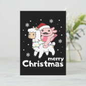 Axolotl Llama Alpaca Merry met kerstdieren Feestdagenkaart (Staand voorkant)