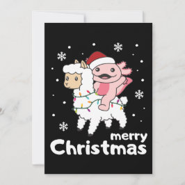 Axolotl Llama Alpaca Merry met kerstdieren Feestdagenkaart