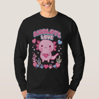 Axolotl Love Kawaii Heart Salamander Underwater Aq T-shirt