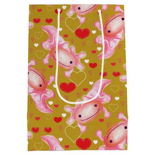 Axolotl Love mosterd Medium Cadeauzakje (Achterkant)