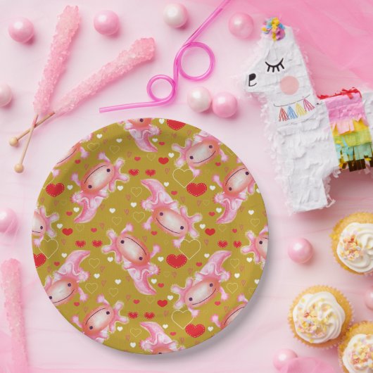 Axolotl Love mosterd Papieren Bordje (Feest)