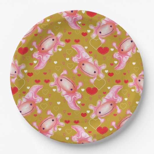 Axolotl Love mosterd Papieren Bordje (Voorkant)