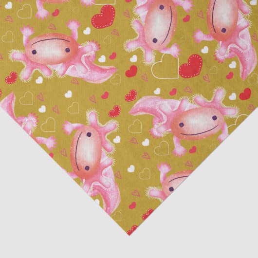 Axolotl Love mosterd Tissuepapier (Detail)