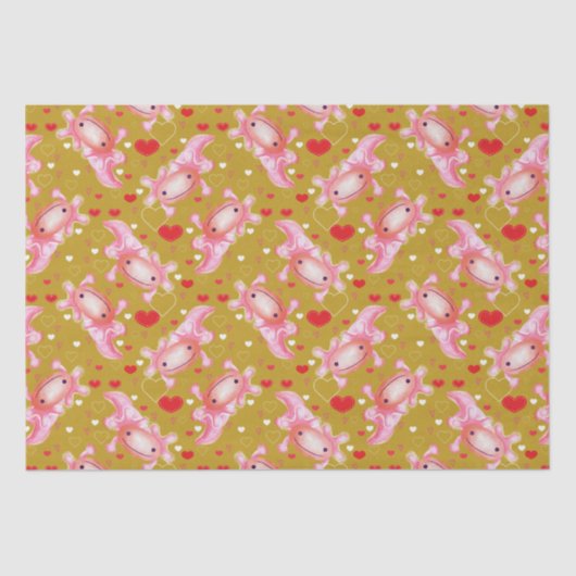 Axolotl Love mosterd Tissuepapier (Voorkant)