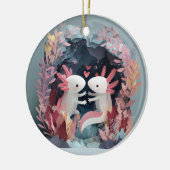 Axolotl love paper cut shadowbox diorama keramisch ornament (Links)