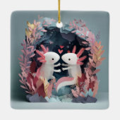 Axolotl love paper cut shadowbox diorama keramisch ornament (Achterkant)