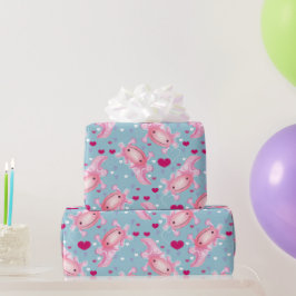 Axolotl Love roze Cadeaupapier