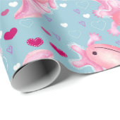 Axolotl Love roze Cadeaupapier (Rol Hoek)