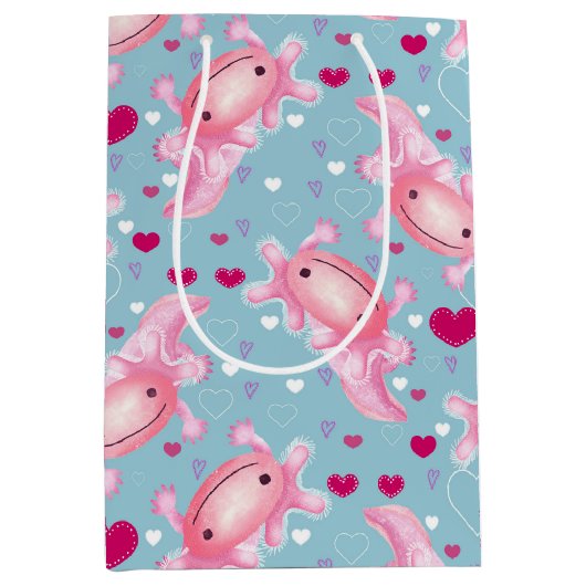 Axolotl Love roze Medium Cadeauzakje (Voorkant)