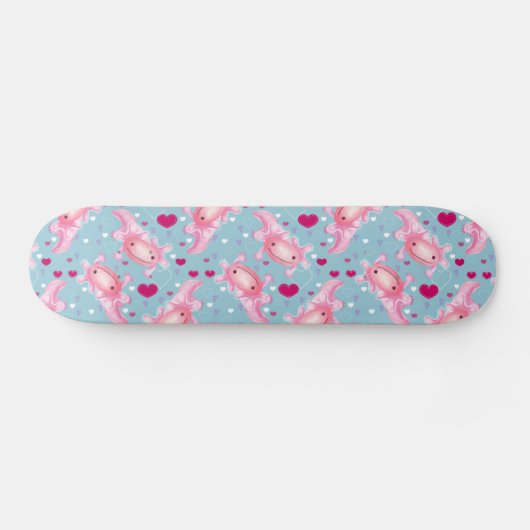 Axolotl Love roze Persoonlijk Skateboard (Horizontaal)