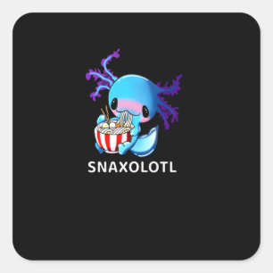 Axolotl Lover Blue Snaxolotl Eating Ramen Vierkante Sticker