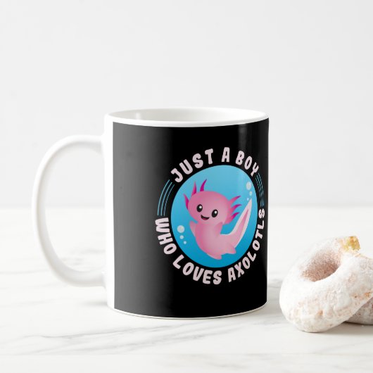 Axolotl Lover een jongen die van Axolotls Kawaii h Koffiemok (Met donut)