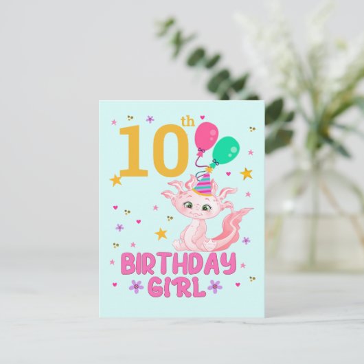 Axolotl Lovers Birthday Girl Salamander Amphibious Briefkaart (Staand voorkant)