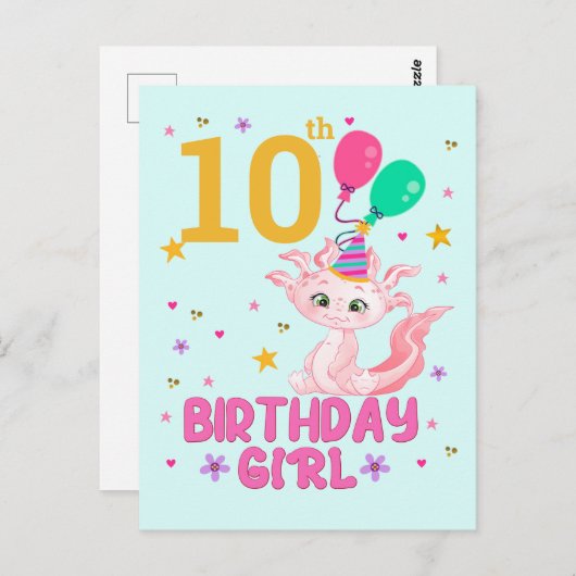 Axolotl Lovers Birthday Girl Salamander Amphibious Briefkaart (Voorkant / Achterkant)