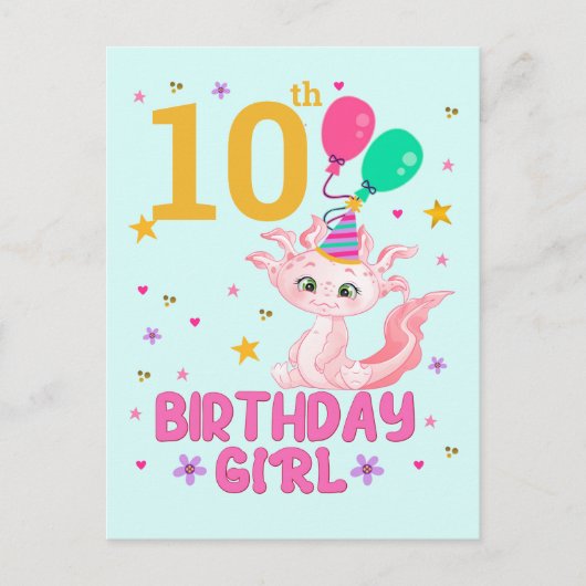 Axolotl Lovers Birthday Girl Salamander Amphibious Briefkaart (Voorkant)