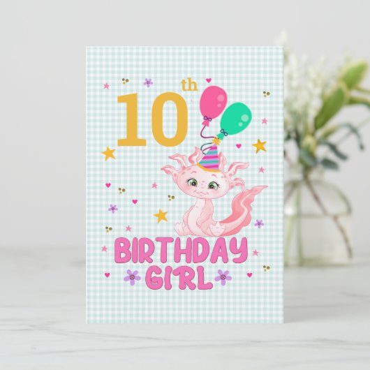 Axolotl Lovers Birthday Girl Salamander Amphibious Kaart (Staand voorkant)