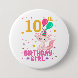 Axolotl Lovers Birthday Girl Salamander Amphibious Ronde Button 7,6 Cm
