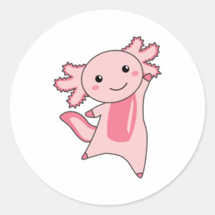Axolotl Lovers Cute Animals for Kids Pink Ronde Sticker