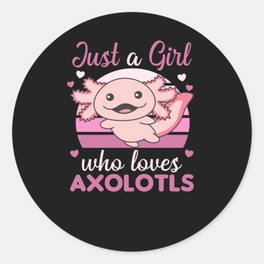 Axolotl Lovers Sweet Animals voor meisjes Roze Ronde Sticker (Voorkant)