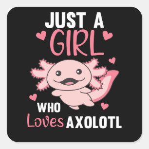Axolotl Lovers Sweet Animals voor meisjes Roze Vierkante Sticker