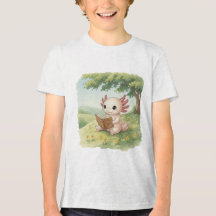 Axolotl Loves Reading – Watercolor Kids T-shirt