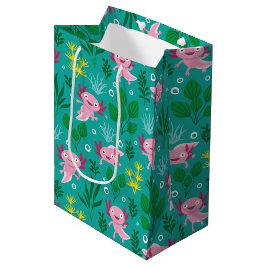 Axolotl Medium Gift Bag Cadeauzakje (Voorkant Gekanteld)