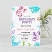 Axolotl-meisje verjaardagsuitnodiging kaart (Staand voorkant)