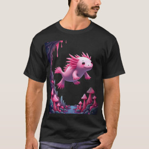 Axolotl Meme Schattige Roze Axolotl Vaporwave Kuns T-shirt
