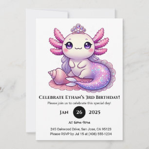 Axolotl Mermaid Princess Verjaardag Kaart