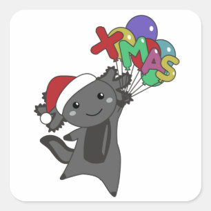 Axolotl Merry Christmas Winter Animals Axolotl Vierkante Sticker