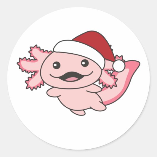 Axolotl Merry Christmas Winter Axolotl Ronde Sticker (Voorkant)