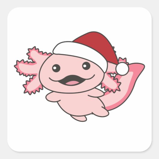 Axolotl Merry Christmas Winter Axolotl Vierkante Sticker (Voorkant)