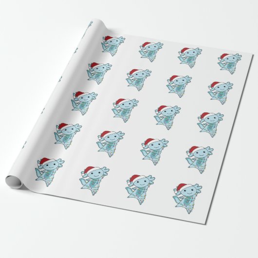Axolotl Merry Winter Animals Axolotls Cadeaupapier (Uitgerold)