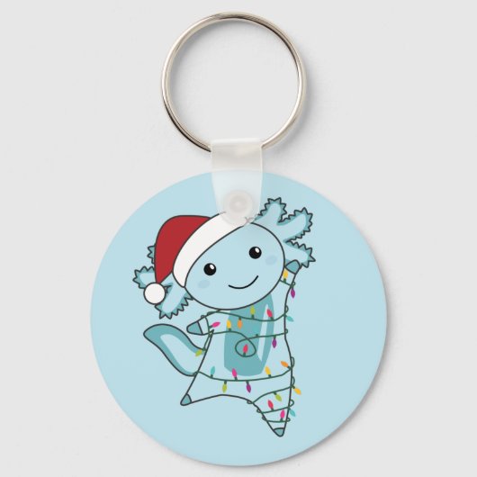 Axolotl Merry Winter Animals Axolotls Ke Sleutelhanger (Voorkant)