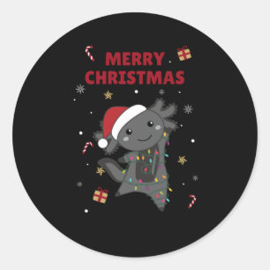 Axolotl Merry Winter Animals Axolotls Ronde Sticker
