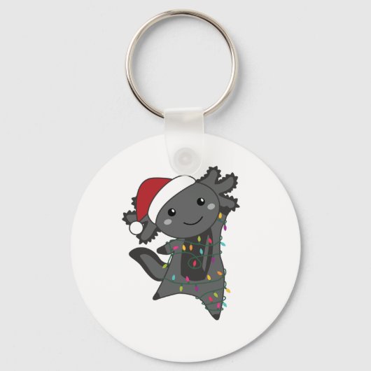 Axolotl Merry Winter Animals Axolotls Sleutelhanger (Voorkant)