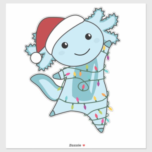 Axolotl Merry Winter Animals Axolotls Sticker (Vel)