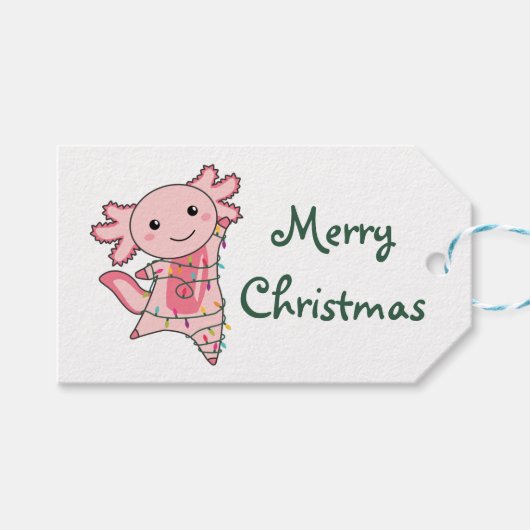 Axolotl Merry Winter Animals Axolotls Tr Cadeaulabel (Voorkant (Horizontaal))