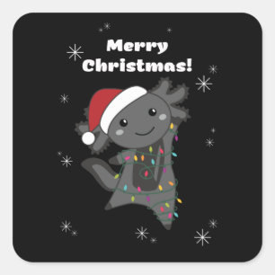 Axolotl Merry Winter Animals Axolotls Vierkante Sticker