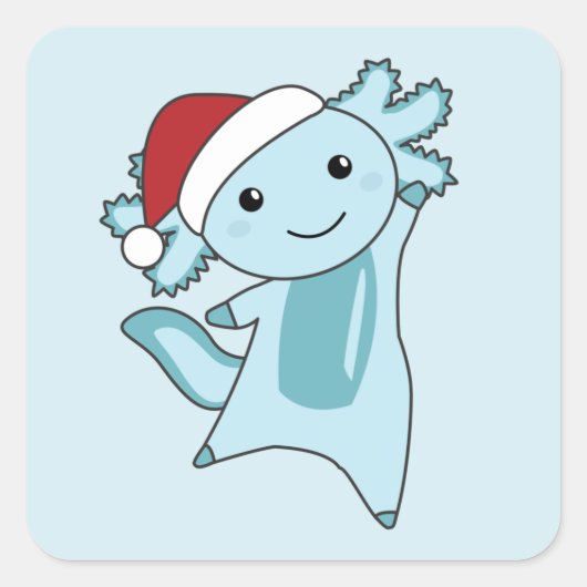Axolotl Merry Winter Animals Axolotls Vierkante Sticker (Voorkant)