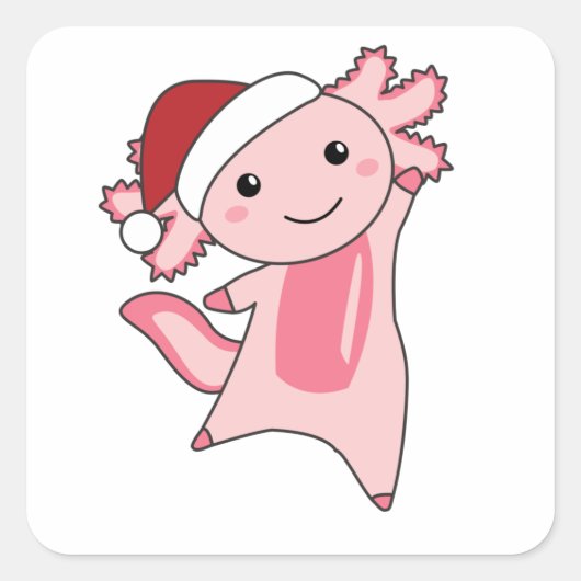 Axolotl Merry Winter Animals Axolotls Vierkante Sticker (Voorkant)