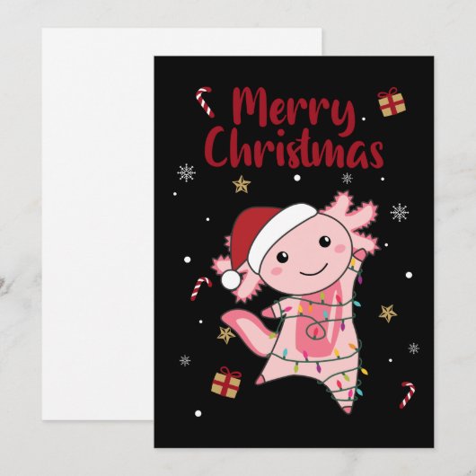 Axolotl Merry Winter Animals Feestdagenkaart (Voorkant / Achterkant)