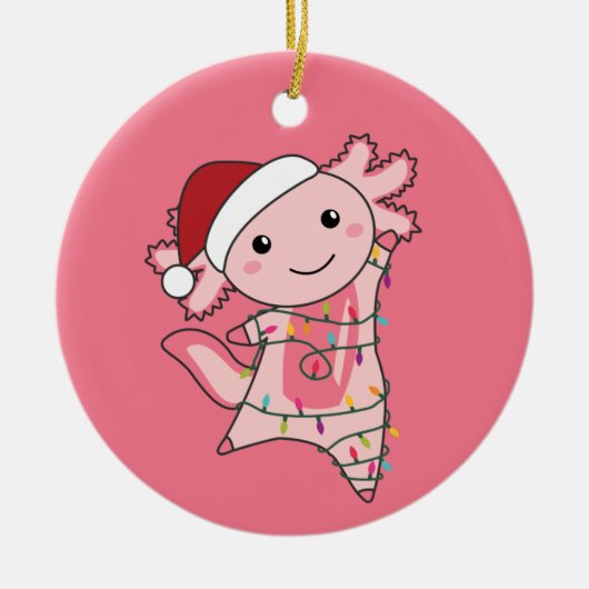 Axolotl Merry Winter Animals Keramisch Ornament (Voorkant)