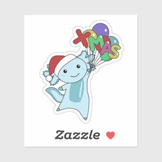 Axolotl Merry Winter Animals Sticker (Vel)