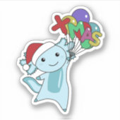 Axolotl Merry Winter Animals Sticker (Voorkant)