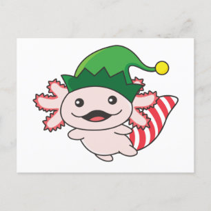 Axolotl Merry Winter Elf Axolotl Postcar Briefkaart