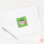 Axolotl Merry Winter Elf Axolotl Square Vierkante Sticker (Envelop)